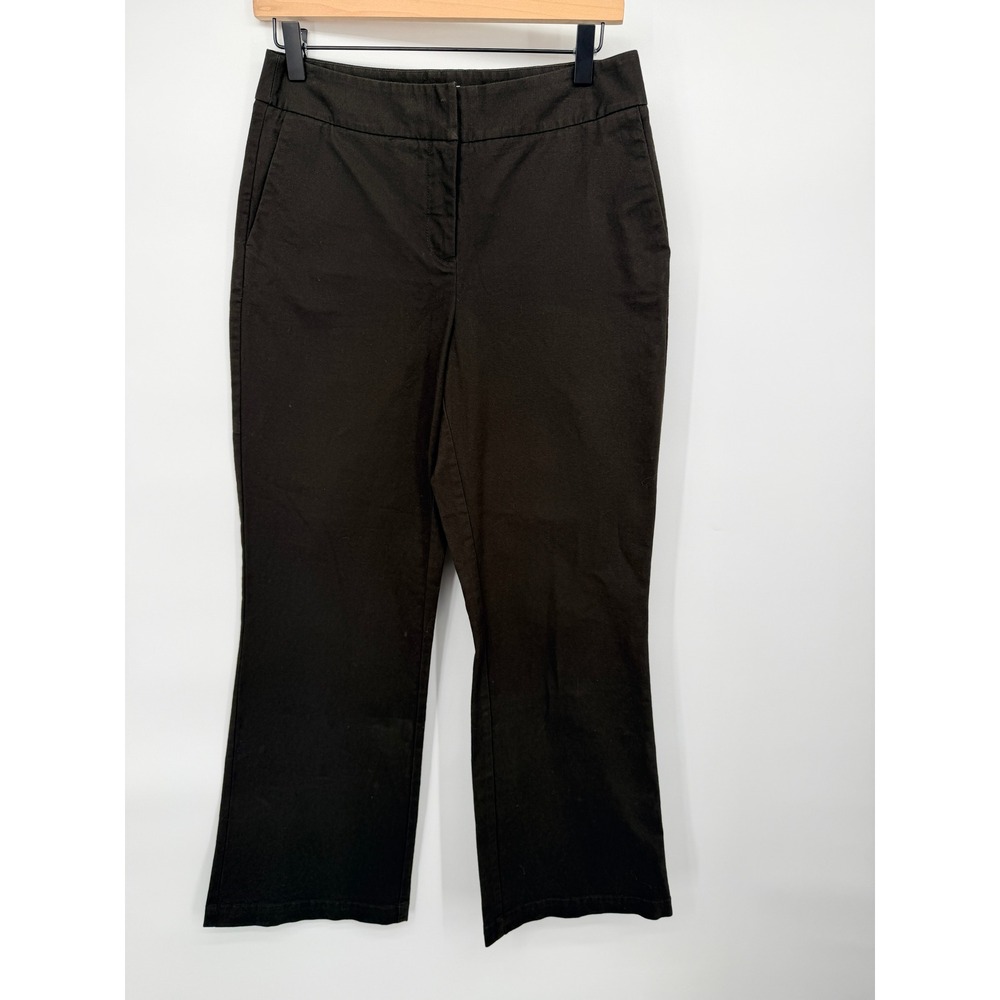 Chico's Trousers Women Size 0 Short Dark Brown Excellent Cotton Stretch Flared